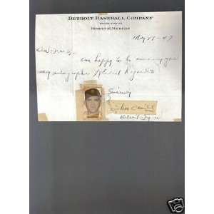  Steve ONeill 1945 Tigers signed handwritten letter   MLB 
