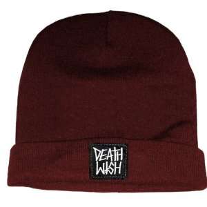   Stacked Logo Patch Beanie Maroon Skate Beanies
