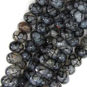  10x14mm black dragon vein agate rondelle beads 7