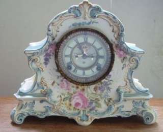   Patent Ansonia Porcelain Time Strike La Nord Royal Bonn Clock  