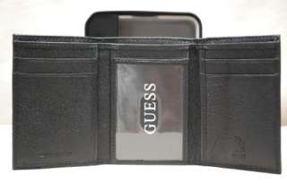 GUESS BY MARCIANO MENS BLACK LEATHER TRIFOLD WALLET  