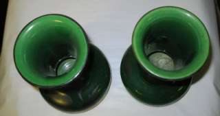 Pair of Japanese Shofu Emerald Green Vases Early 20th c  
