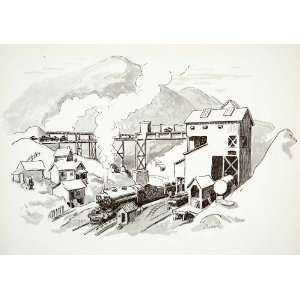  1968 Print Thomas Hart Benton Coal Mine Locomotive 