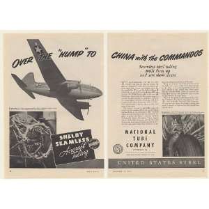 1944 Curtis Commando Aircraft US Steel National Tube 2 Page Print Ad 
