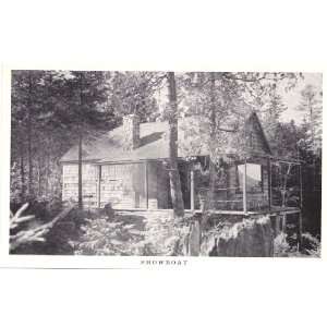 1940s Vintage Postcard Showboat Cottage at Yorks Log Village on Loon 