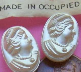 6x Vintage Glass Pearl Cameo Buttons Occupied Japan  
