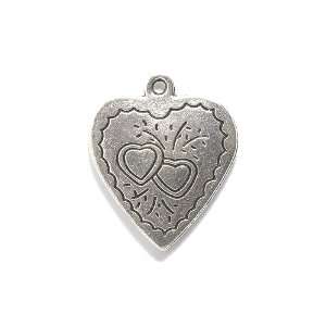 Shipwreck Beads Zinc Alloy Heart with Design Pendant, 20 by 24mm 