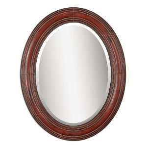Uttermost 28 Shipley, Red Mirror Heavily Distressed, Antiqued Red 