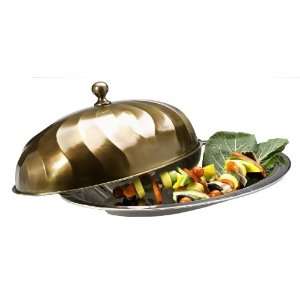  Shastra 25 Inch Oval Stainless Steel Tray with Copper Dome 