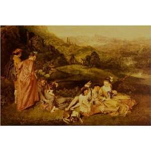  LAmore Quieto by Jean Antoine Watteau, 17 x 20 Fine Art 
