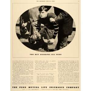   Life Insurance Company Football   Original Print Ad