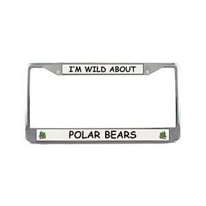  Polar Bear License Plate Frame (Chrome): Patio, Lawn 