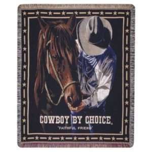   TAPESTRY THROW SIMPLY HOME COWBOY FAITHFUL FRIEND: Home & Kitchen