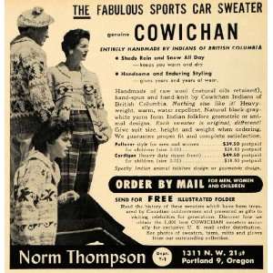 1958 Ad Norm Thompson Cowichan Sports Car Motor Sweater 