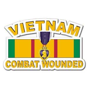   Wounded with Purple Heart and Service Ribbon Decal sticker 3.8 6 Pack