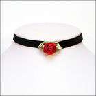 Red ROSE velvet choker necklace rosebud steampunk lolit