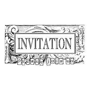 Invitation    Rubber Stamp (3 3/4 x 1 3/4): Arts, Crafts 
