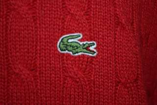 LACOSTE RED COTTON WOOL BLEND PULLOVER KNIT SWEATER MENS 6 LARGE   XL 