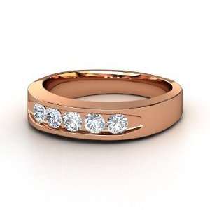  Quin Gem Culvert Ring, 14K Rose Gold Ring with Diamond 