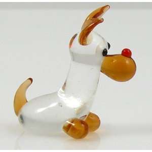  Puppy Dog Glass Miniature figurine Brown/Clear 1 inch: Home & Kitchen