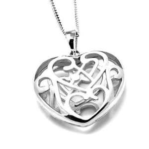 Feelin the love, a 3D stirling silver heart pendant (with 16 18 curb 