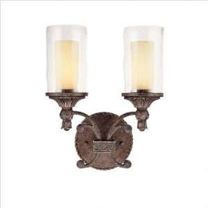   Wall Sconce with Seeded Glass Shade in Crusted Umber