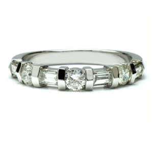  White Gold Baguette & Round Diamond Wedding Ring (0.71 ctw) Jewelry