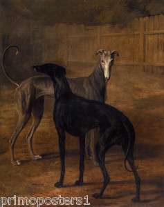 TWO GREYHOUND DOG AGASSE SWISS PAINT REPRO PAPER CANVAS  