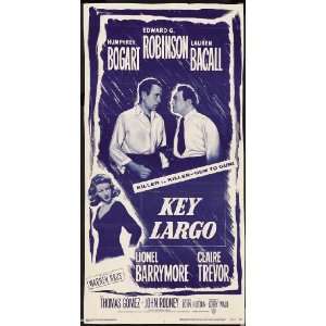 Key Largo Poster Insert C 14x36 Humphrey Bogart Lauren Bacall Claire 