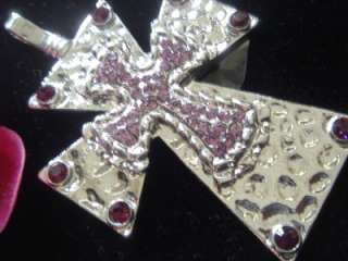   Huge Purple Crystal Western cowgirl double Cross pendant for Necklace