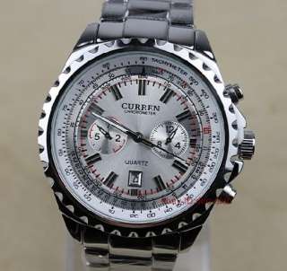 CURREN Chronometer Date Japan Movt Stainless Steel Band Wrist Watch 