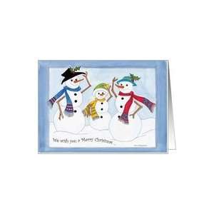  Snow family with scarves,hats and holly Card Health 