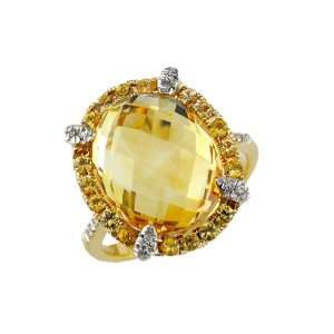  8.35 ct Ladies Diamond, Yellow Sapphire & Citrine Ring in 