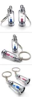 Oil Lamp Sand Timer Hourglass Couple Lovers Promise Keychain Key Chain 