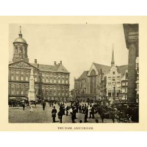  1906 Print Dam Amsterdam Netherlands City Square Monument 