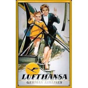  Lufthansa German Airlines embossed steel sign Patio, Lawn 