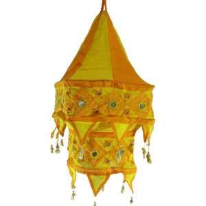  Handmade Cotton Lampshades Square with Embroidery Fringes Mirror Work