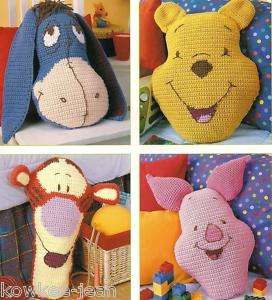 Disney pooh friends pillow crochet pattern booklet RARE 028906036862 
