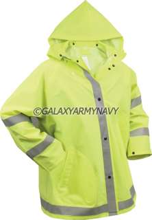 Public Safety Green High Visibility Reflective Raincoat  