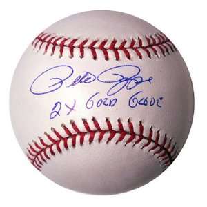  Pete Rose Signed MLB Baseball w/2x Gold Glove: Sports 