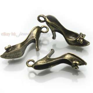   Bronze Plated High heel Shoes Charms Dangle Pendant 25mm 140215  