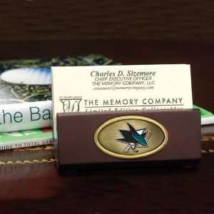  San Jose Sharks Wooden Business Card Holder: Sports 