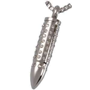 Pet Urn Jewelry Stainless Steel Dazzling Crystals Cremation Bullet