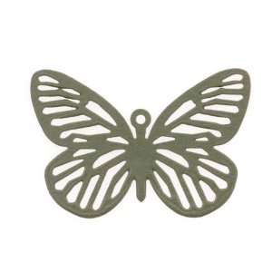 Olive Green Color Coated Brass Filigree Stamping By Ezel   Butterfly 