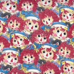  Raggedy Ann & Andy Flannel Faces Fabric Arts, Crafts 