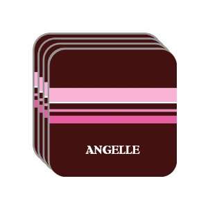 Personal Name Gift   ANGELLE Set of 4 Mini Mousepad Coasters (pink 