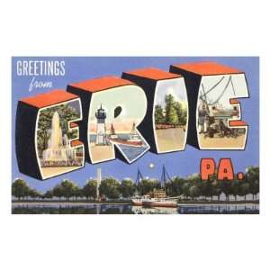 Greetings from Erie, Western Pennsylvania Premium Poster 