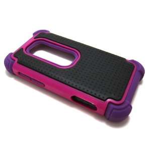  Cell NerdsTM Triple Defender Case Cover Hot Pink, Purple 