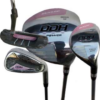 NEW RIGHT HANDED WOMENS DUNLOP DDH POWER HYBRID SET   WOODS AND IRONS 