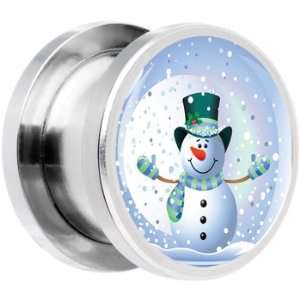  13mm Steel Snow Globe Snowman Screw Fit Plug Jewelry